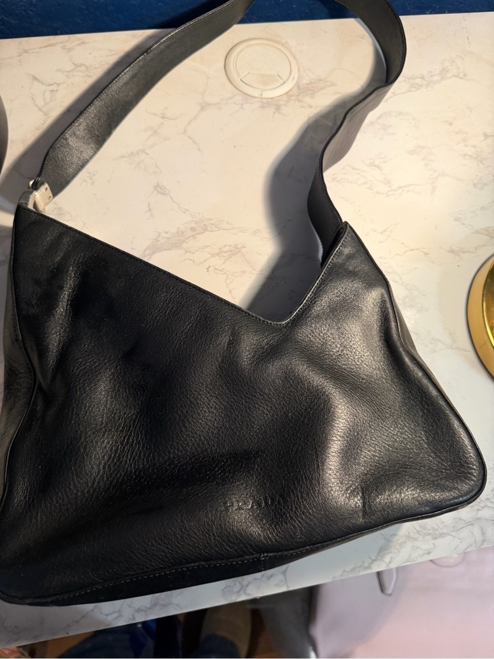 Prada Black Leather Shoulder Bag with Wide Strap